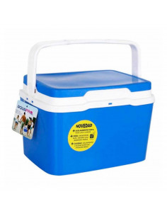 Nevera portátil con asa, 5 litros, polipropileno,porta alimentos para playa, acampada, camping, 19 x 26 x 20 cm, color azul y bl