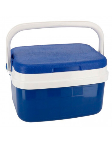 Nevera portátil con asa, 5 litros, polipropileno,porta alimentos para playa, acampada, camping, 19 x 26 x 20 cm, color azul y bl