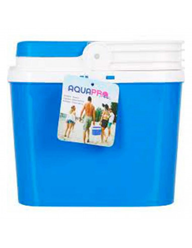 Nevera portátil con asa, 5 litros, polipropileno,porta alimentos para playa, acampada, camping, 19 x 26 x 20 cm, color azul y bl