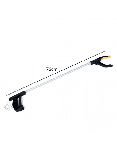 Agarrador con pinza de aluminio y borde antideslizante de largo alcance, con un alcance 76cm. color negro.