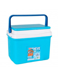 Nevera portátil con asa, 20 litros, polipropileno,porta alimentos para playa, acampada, camping, 30 x 37 x 27 cm, color azul y b