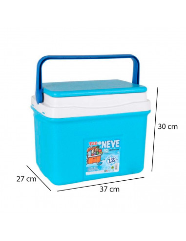 Nevera portátil con asa, 20 litros, polipropileno,porta alimentos para playa, acampada, camping, 30 x 37 x 27 cm, color azul y b