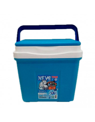 Nevera portátil con asa, 20 litros, polipropileno,porta alimentos para playa, acampada, camping, 30 x 37 x 27 cm, color azul y b