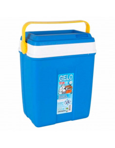 Nevera portátil con asa, 18 litros, polipropileno,porta alimentos para playa, acampada, camping, 38 x 28 x 17 cm, color azul y a