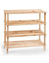 Zapatero de madera natural de 4 Alturas. Soporte, estantería 4 niveles, ideal para recibidor, pasillo o dormitorio - 67 x 63 x 2