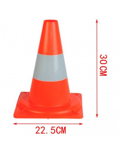 Tradineur - Cono de tráfico, cono de señalización, seguridad en carretera, para deporte, color naranja con banda reflectante, 30