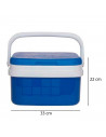 Nevera portátil con asa, 10 litros, polipropileno, porta alimentos para playa, acampada, camping, 22 x 33 x 24 cm, color azul y