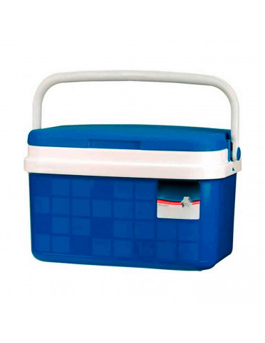 Nevera portátil con asa, 16 litros, polipropileno,porta alimentos para playa, acampada, camping, 25 x 41 x 28 cm, color azul y b