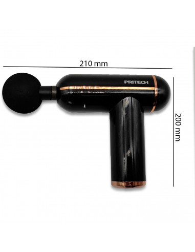 Pistola de masaje con 4 cabezales y 4 velocidades ajustables para los músculos, Tamaño 0,21 x 0,20 x 0,63 cm, Color Negro