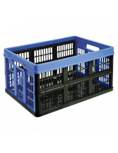 Caja plegable de plástico 52 x 37 x 26 cm, 45 litros, contenedor, cesto robusto para almacenamiento de documentos, juguetes, rop