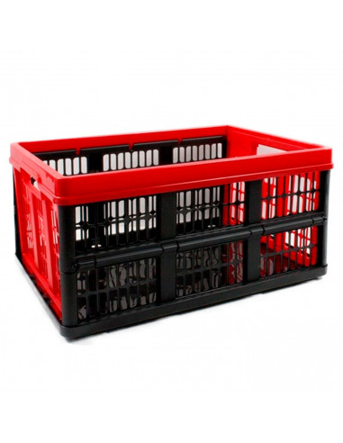 Caja plegable de plástico 52 x 37 x 26 cm, 45 litros, contenedor, cesto robusto para almacenamiento de documentos, juguetes, rop
