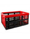 Caja plegable de plástico 52 x 37 x 26 cm, 45 litros, contenedor, cesto robusto para almacenamiento de documentos, juguetes, rop