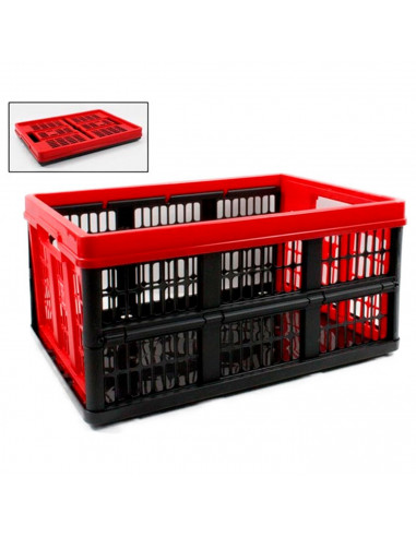 Caja plegable de plástico 52 x 37 x 26 cm, 45 litros, contenedor, cesto robusto para almacenamiento de documentos, juguetes, rop