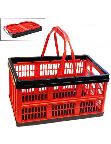 Caja plegable de plástico 38,5 x 25,5 x 20 cm, 16 litros. Contenedor, cesto robusto para almacenamiento de documentos, juguetes,