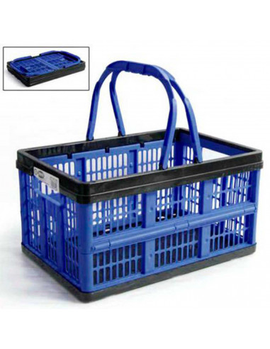 Caja plegable de plástico 38,5 x 25,5 x 20 cm, 16 litros. Contenedor, cesto robusto para almacenamiento de documentos, juguetes,