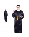 Disfraz cura color negro con crucifijo como colgante para jóvenes y adultos para carnaval, halloween, talla L