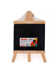 Pizarra con caballete de madera 36 x 20 cm para dibujar o escribir. Tablero de mensajes de mesa cuadrado con trípode