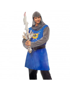 Disfraz de caballero medieval de color azul para jóvenes y adultos para carnaval, halloween, celebraciones, talla L