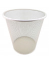 Tradineur - Papelera de rejilla - Fabricado en Metal - Ideal para Oficinas, Habitaciones y Aulas - Ø 26 x 25 cm - Color Blanco
