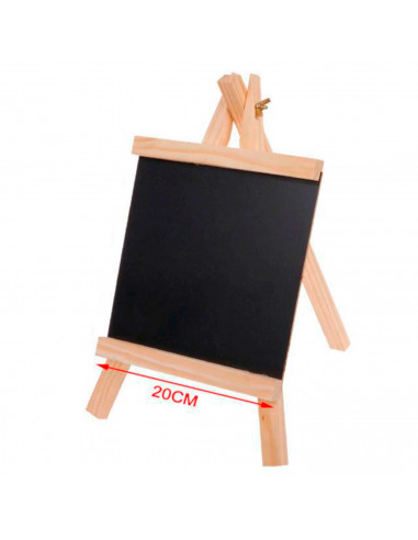 Pizarra con caballete de madera 36 x 20 cm para dibujar o escribir. Tablero de mensajes de mesa cuadrado con trípode
