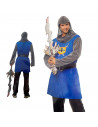 Disfraz de caballero medieval de color azul para jóvenes y adultos para carnaval, halloween, celebraciones, talla L