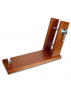 Jamonero inclinado de madera 52 x 18 x 32 cm. Soporte para pata y paleta de jamón serrano e ibérico con agarres de metal
