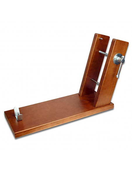 Jamonero inclinado de madera 52 x 18 x 32 cm. Soporte para pata y paleta de jamón serrano e ibérico con agarres de metal