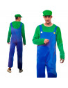 Disfraz de fontanero de color verde con gorra incluida para jóvenes y adultos para carnaval, halloween, talla S