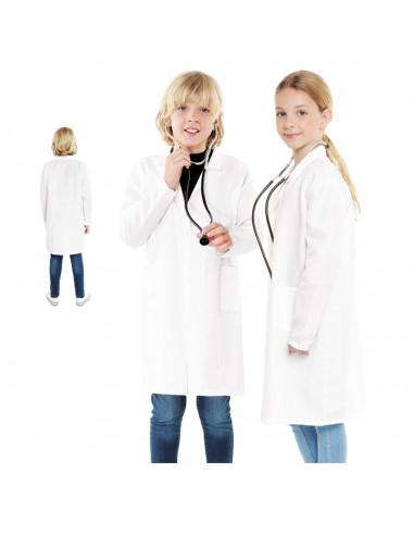 Bata blanca para niños, fibra sintética, disfraz de doctor, médico infantil, incluye bata, carnaval, halloween, cosplay, fiestas