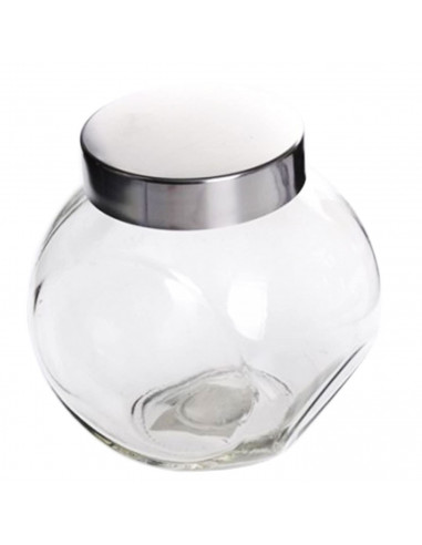 Tradineur - Tarro de Transparente con dos posiciones y tapa de rosca metálica - Capacidad de 1500 ml - Recipiente inclinable par