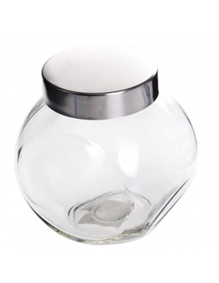 Tradineur - Tarro de Transparente con dos posiciones y tapa de rosca metálica - Capacidad de 1500 ml - Recipiente inclinable par