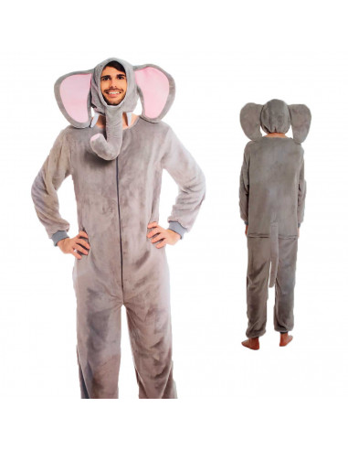 Disfraz elefante de color gris para adultos y jovenes para carnavales, halloween y celebraciones, talla S
