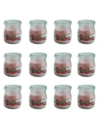 Lumar - Pack de 12 Velas perfumadas con olor a fresas con nata en frasco de cristal yogur, 100 g. Juego de velas aromáticas deco