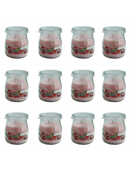 Lumar - Pack de 12 Velas perfumadas con olor a fresas con nata en frasco de cristal yogur, 100 g. Juego de velas aromáticas deco