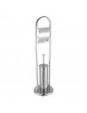 Tradineur - Escobillero con portarrollos - Forma U  - Fabricado en Acero inoxidable - Tapa protectora para el papel - 81 x 21 x