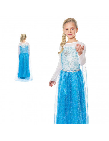 Disfraz princesa de hielo infantil, fibra sintética, incluye vestido y capa, ice princess, carnaval, halloween, cosplay, fiesta,