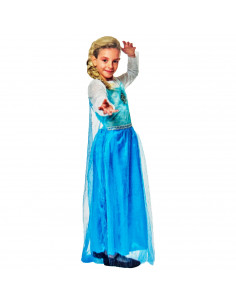 Disfraz princesa del hielo infantil, fibra sintética, incluye vestido y capa, ice princess, carnaval, halloween, cosplay, fiesta