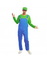 Disfraz fontanero de color verde con gorra incluida para jóvenes y adultos para carnaval, halloween, talla M