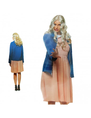 Disfraz de disfraz de chica psíquica de color azul y crema para jóvenes y adultos para carnaval, halloween, talla S