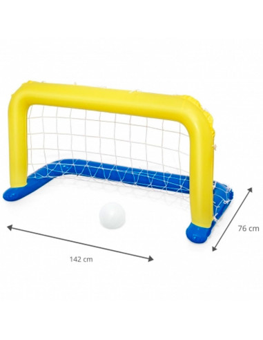 Tradineur - Portería de waterpolo hinchable con pelota, flotante, inflables para piscina, diversión, verano, 76 x 142 cm, diseño