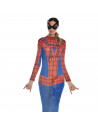 Disfraz chica arácnida color azul y rojo con antifaz incluido para jóvenes y adultos para carnaval, halloween, celebraciones, ta