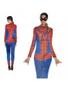 Disfraz chica arácnida color azul y rojo con antifaz incluido para jóvenes y adultos para carnaval, halloween, celebraciones, ta