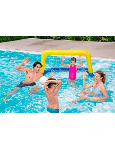 Tradineur - Portería de waterpolo hinchable con pelota, flotante, inflables para piscina, diversión, verano, 76 x 142 cm, diseño