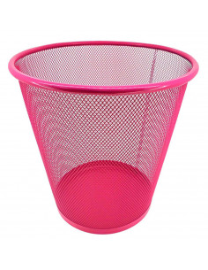 Pamex - Papelera de rejilla metálica rosa 27 x 23,5 cm, cubo de basura multiuso, contenedor de residuos para oficina, escuela, h