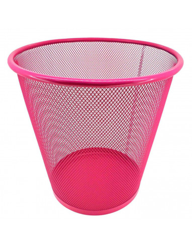 Pamex - Papelera de rejilla metálica rosa 27 x 23,5 cm, cubo de basura multiuso, contenedor de residuos para oficina, escuela, h