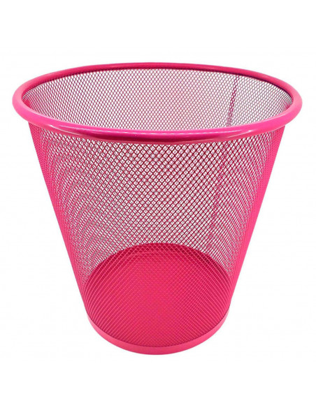 Pamex - Papelera de rejilla metálica rosa 27 x 23,5 cm, cubo de basura multiuso, contenedor de residuos para oficina, escuela, h