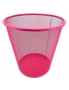 Pamex - Papelera de rejilla metálica rosa 27 x 23,5 cm, cubo de basura multiuso, contenedor de residuos para oficina, escuela, h