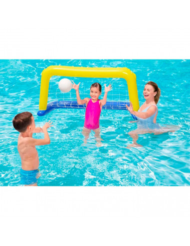 Tradineur - Portería de waterpolo hinchable con pelota, flotante, inflables para piscina, diversión, verano, 76 x 142 cm, diseño