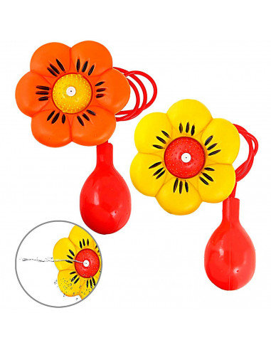 Tradineur - Flor de payaso de plástico con chorro de agua, complementos de disfraces de adulto, carnaval, halloween, circo, fies