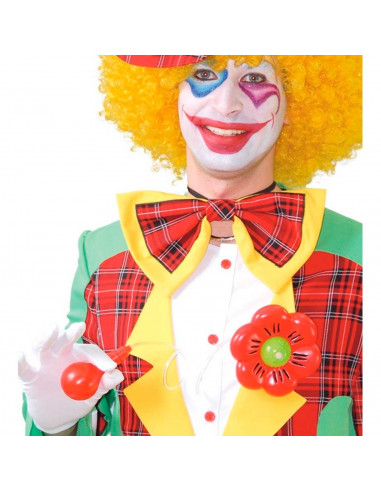 Tradineur - Flor de payaso de plástico con chorro de agua, complementos de disfraces de adulto, carnaval, halloween, circo, fies
